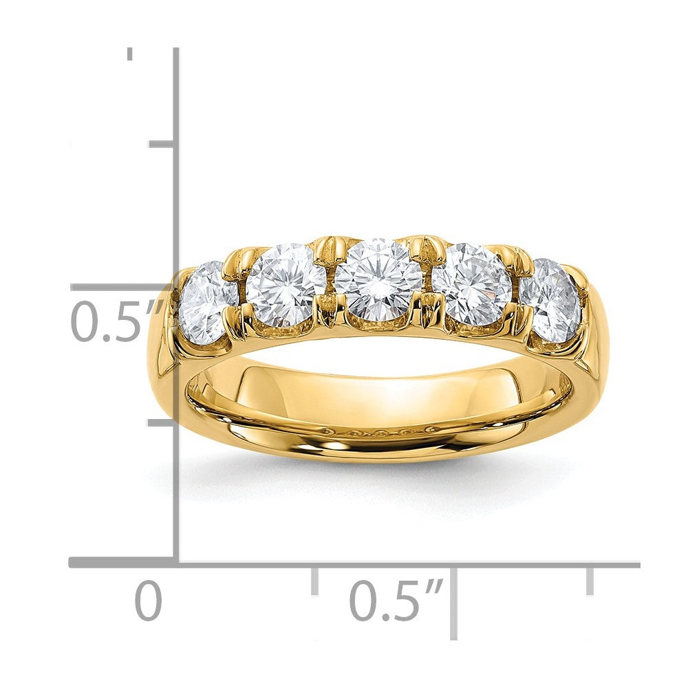 FJC Finejewelers 14 kt Yellow Gold 1ct. 5 Stone G H I True Light Moissanite Band 4 mm