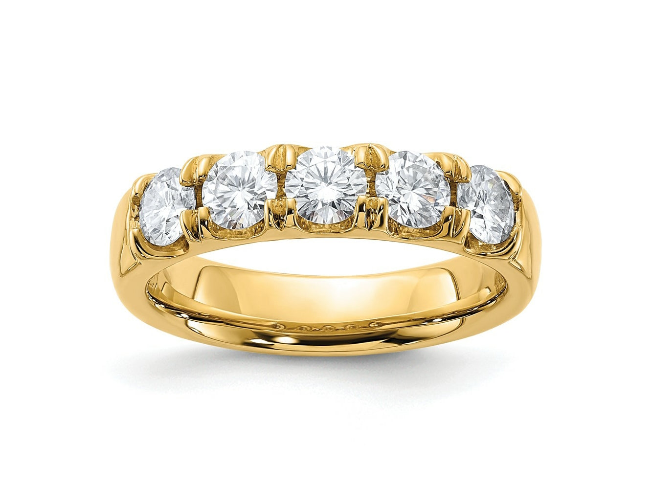 FJC Finejewelers 14 kt Yellow Gold 1ct. 5 Stone G H I True Light Moissanite Band 4 mm