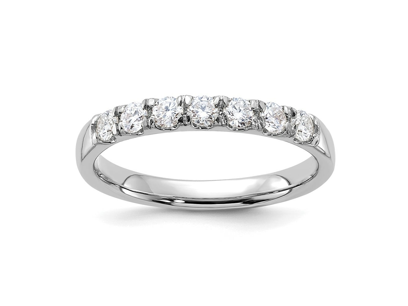 FJC Finejewelers 14 kt White Gold  7 Stone G H I True Light Moissanite Band 2 mm