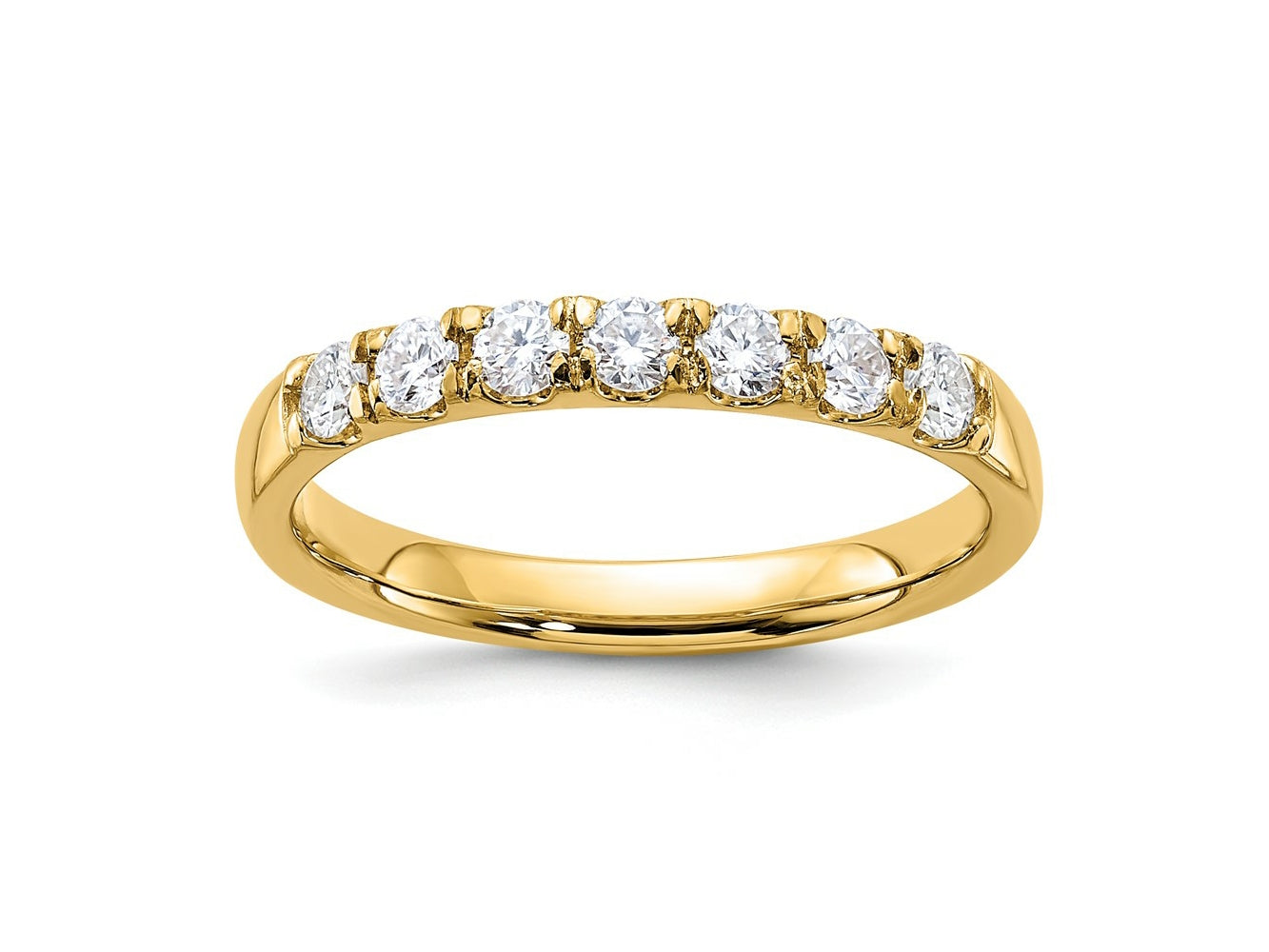 FJC Finejewelers 14 kt Yellow Gold 7 Stone G H I True Light Moissanite Band 2 mm