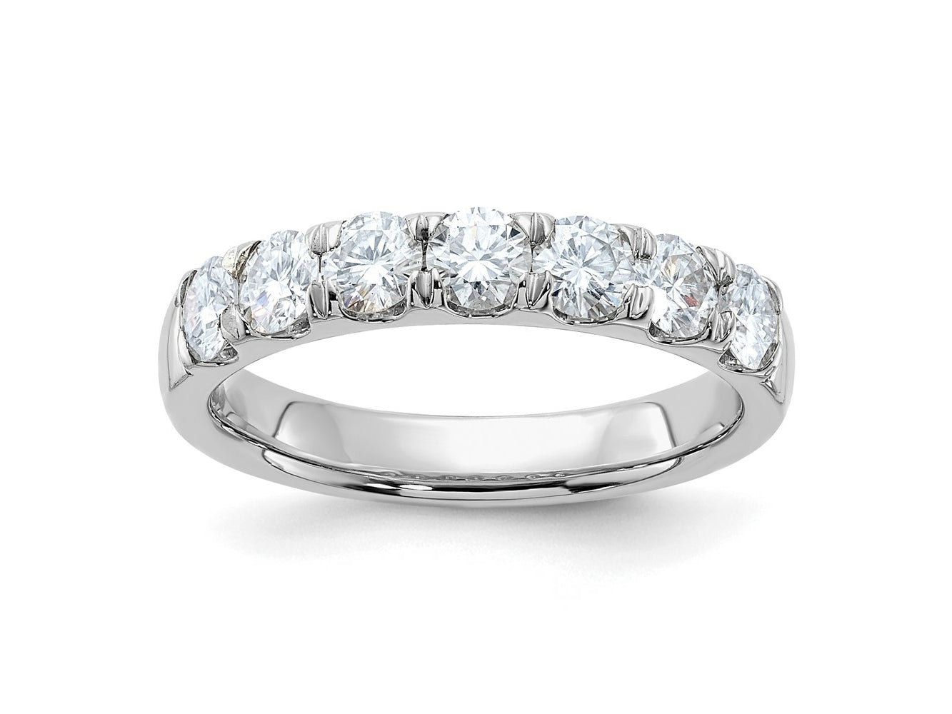 FJC Finejewelers 14 kt White Gold 1ct. 7 Stone D E F Pure Light Moissanite Band 3 mm