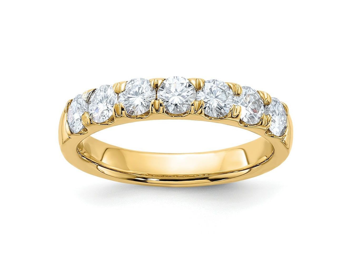 FJC Finejewelers 14 kt Yellow Gold 1 ct 7 Stone D E F Pure Light Moissanite Band 3 mm