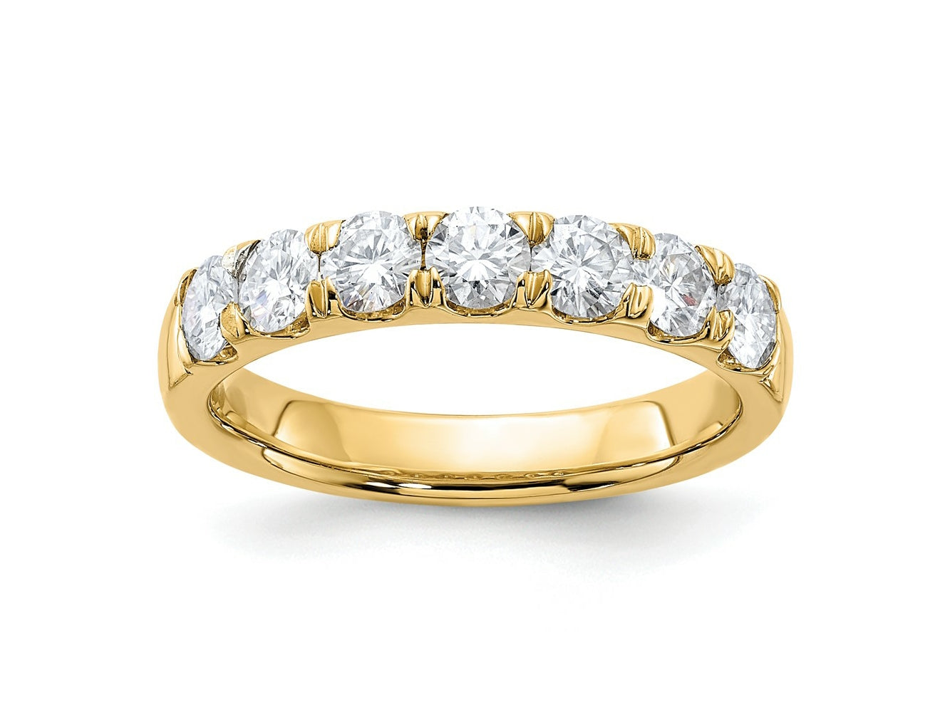 FJC Finejewelers 14 kt Yellow Gold 1ct. 7 Stone G H I True Light Moissanite Band 3 mm