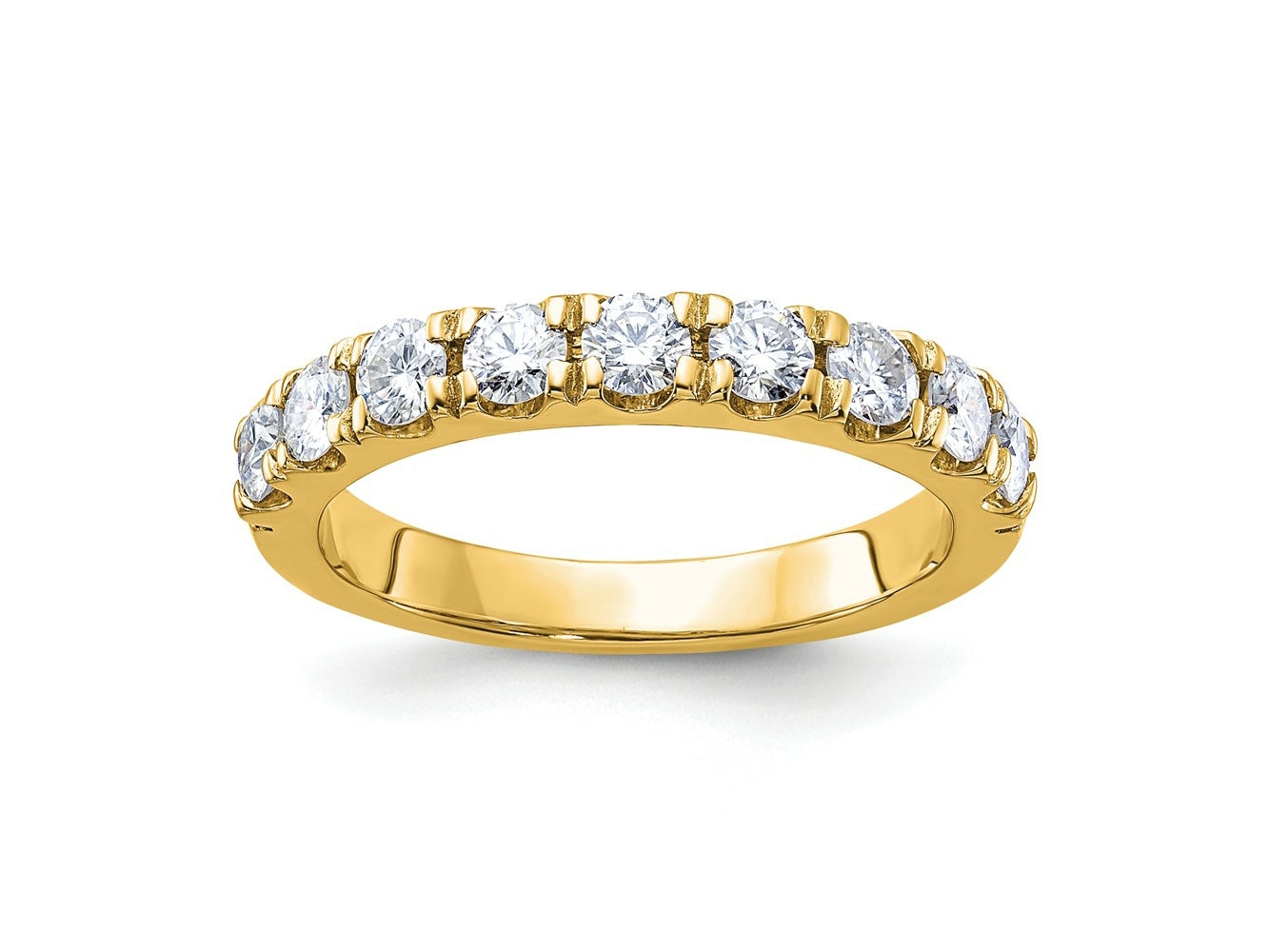 FJC Finejewelers 14 kt Yellow Gold 1/2 ct 9 Stone G H I True Light Moissanite Band 2 mm
