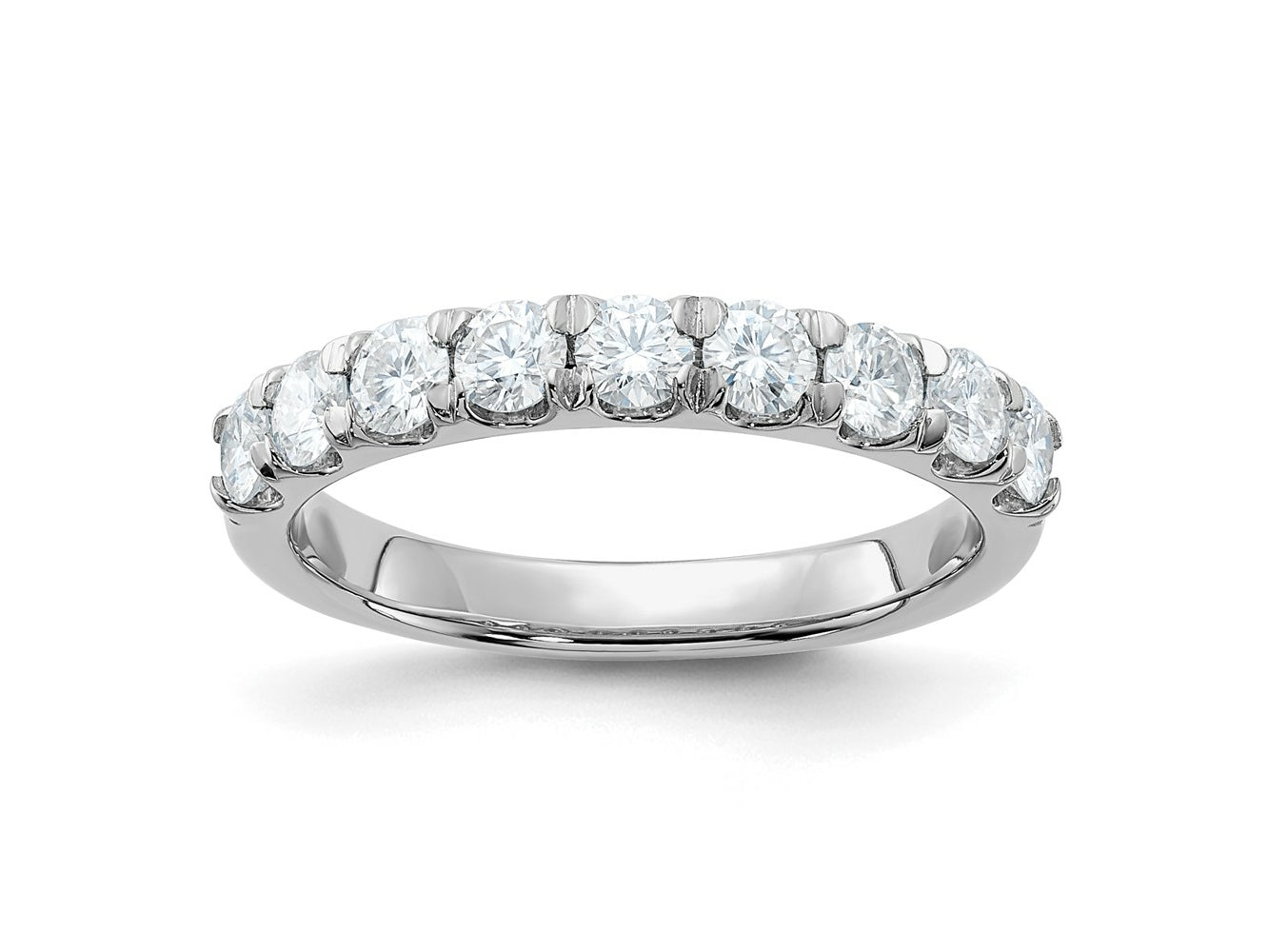FJC Finejewelers 14 kt White Gold  9 Stone D E F Pure Light Moissanite Band 3 mm