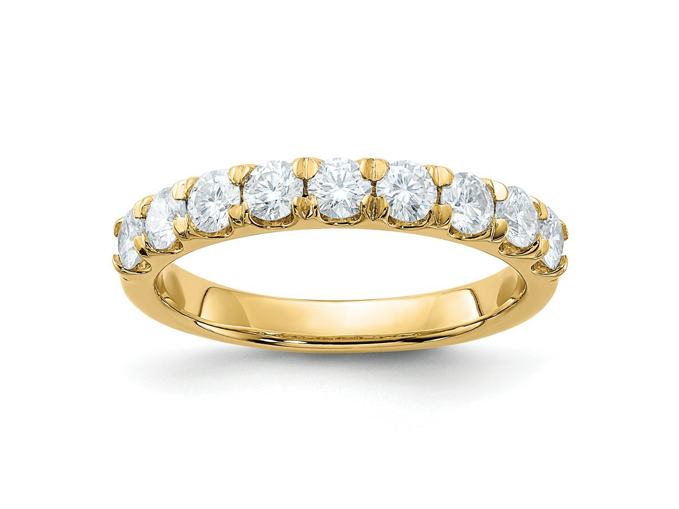 FJC Finejewelers 14 kt Yellow Gold 9 Stone D E F Pure Light Moissanite Band 3 mm
