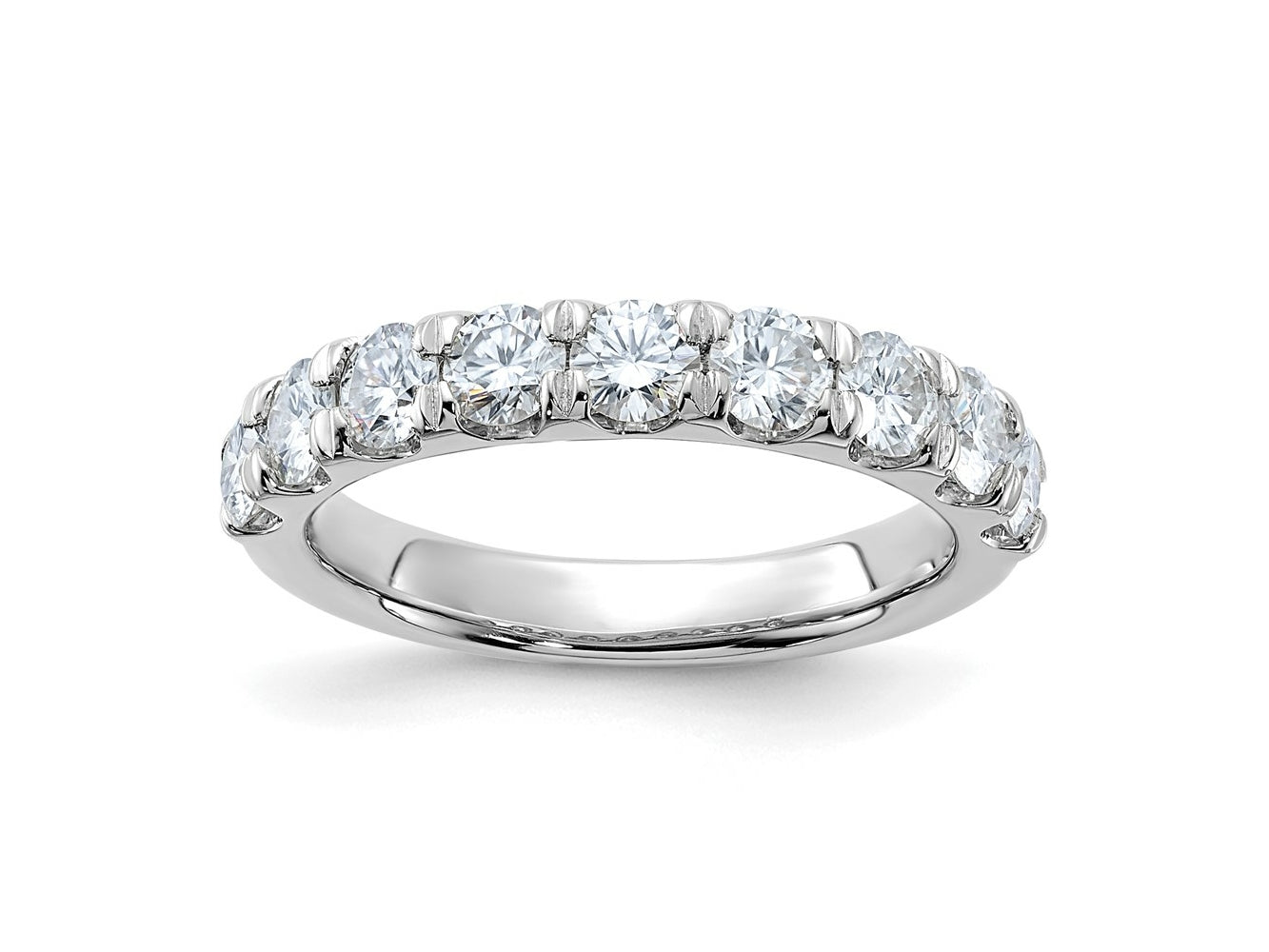 FJC Finejewelers 14 kt White Gold 1.25 ct 9 Stone D E F Pure Light Moissanite Band 3 mm