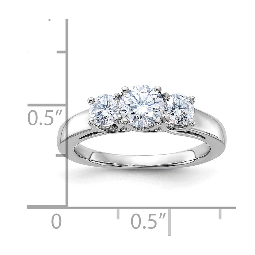 FJC Finejewelers 14 kt White Gold 1ct. 3 Stone D E F Pure Light Moissanite Engagement Ring