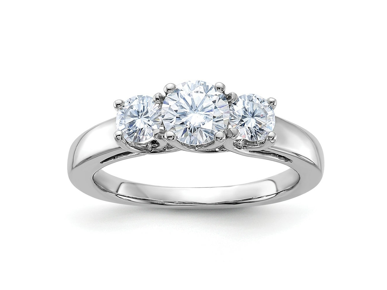 FJC Finejewelers 14 kt White Gold 1ct. 3 Stone D E F Pure Light Moissanite Engagement Ring