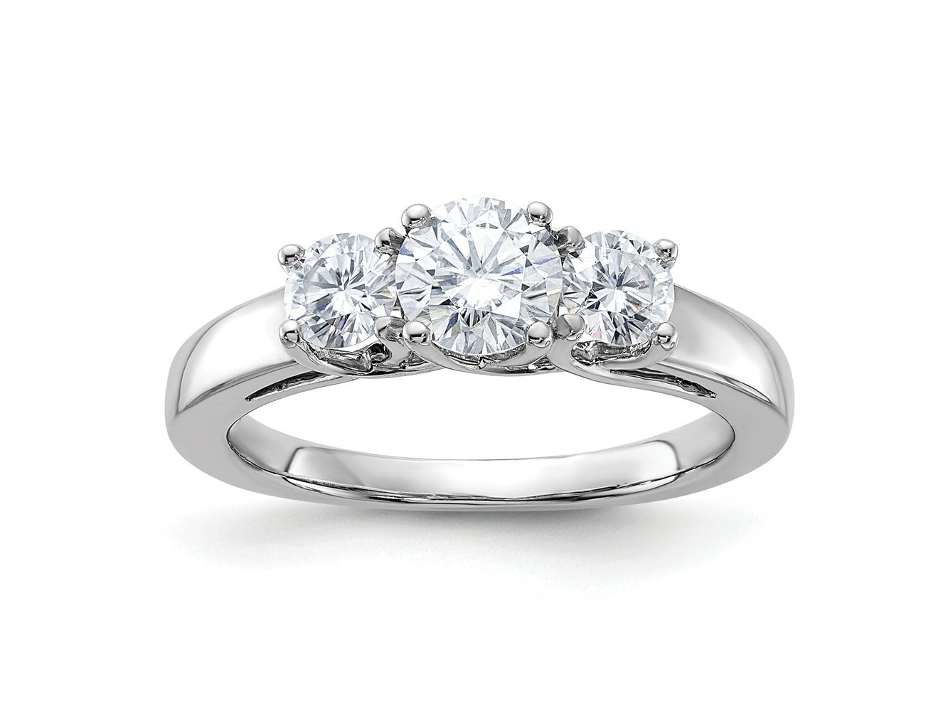 FJC Finejewelers 14 kt White Gold 1ct. 3 Stone G H I True Light Moissanite Engagement Ring 3 mm