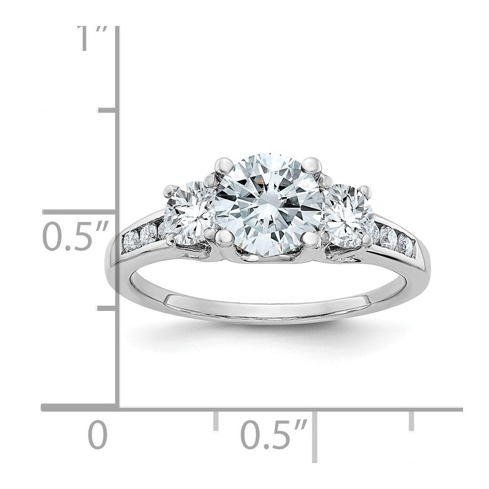 FJC Finejewelers 14 kt White Gold 1.50 ct. Three Stone with Sides D E F Pure Light Moissanite Engagement Ring