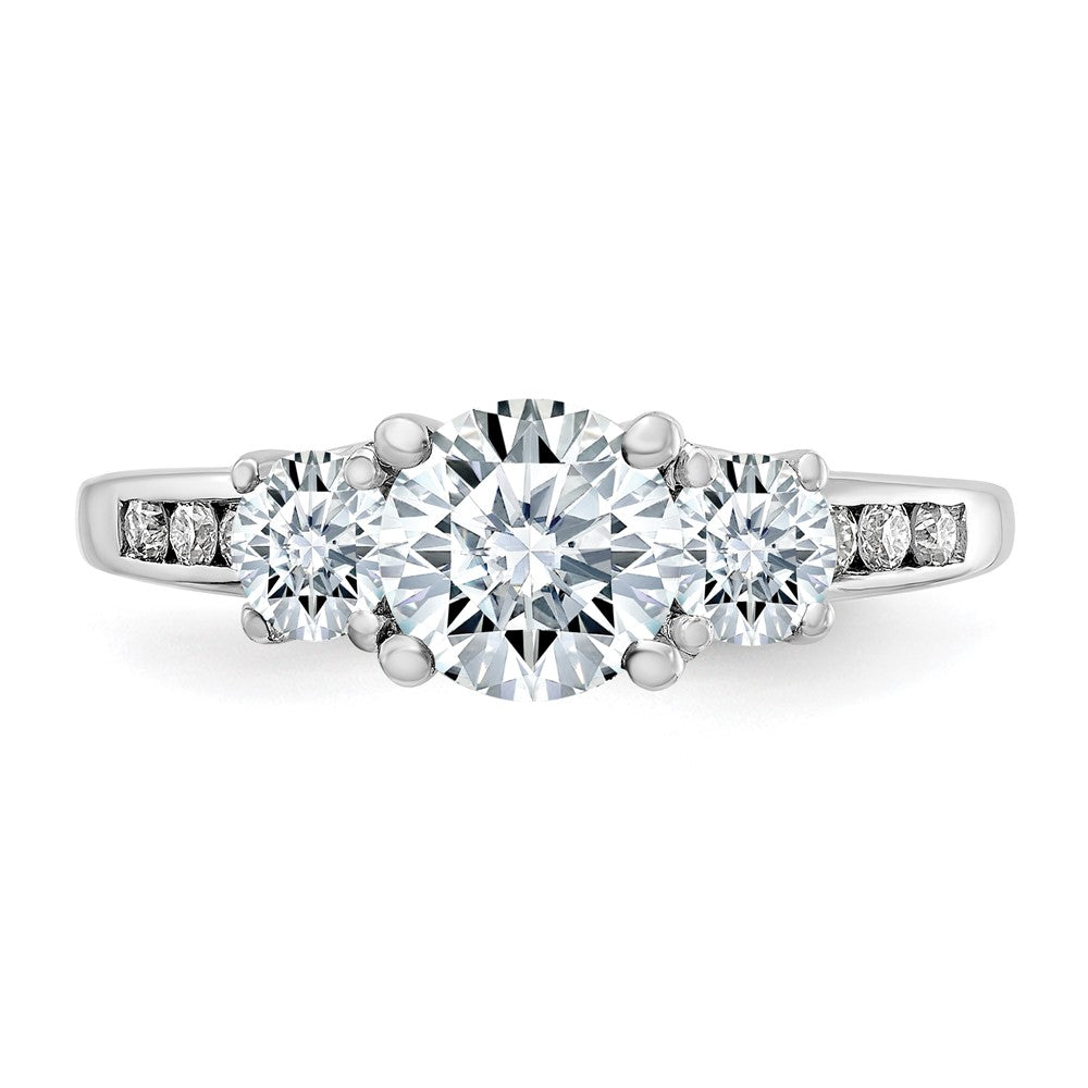 FJC Finejewelers 14 kt White Gold 1.50 ct. Three Stone with Sides D E F Pure Light Moissanite Engagement Ring