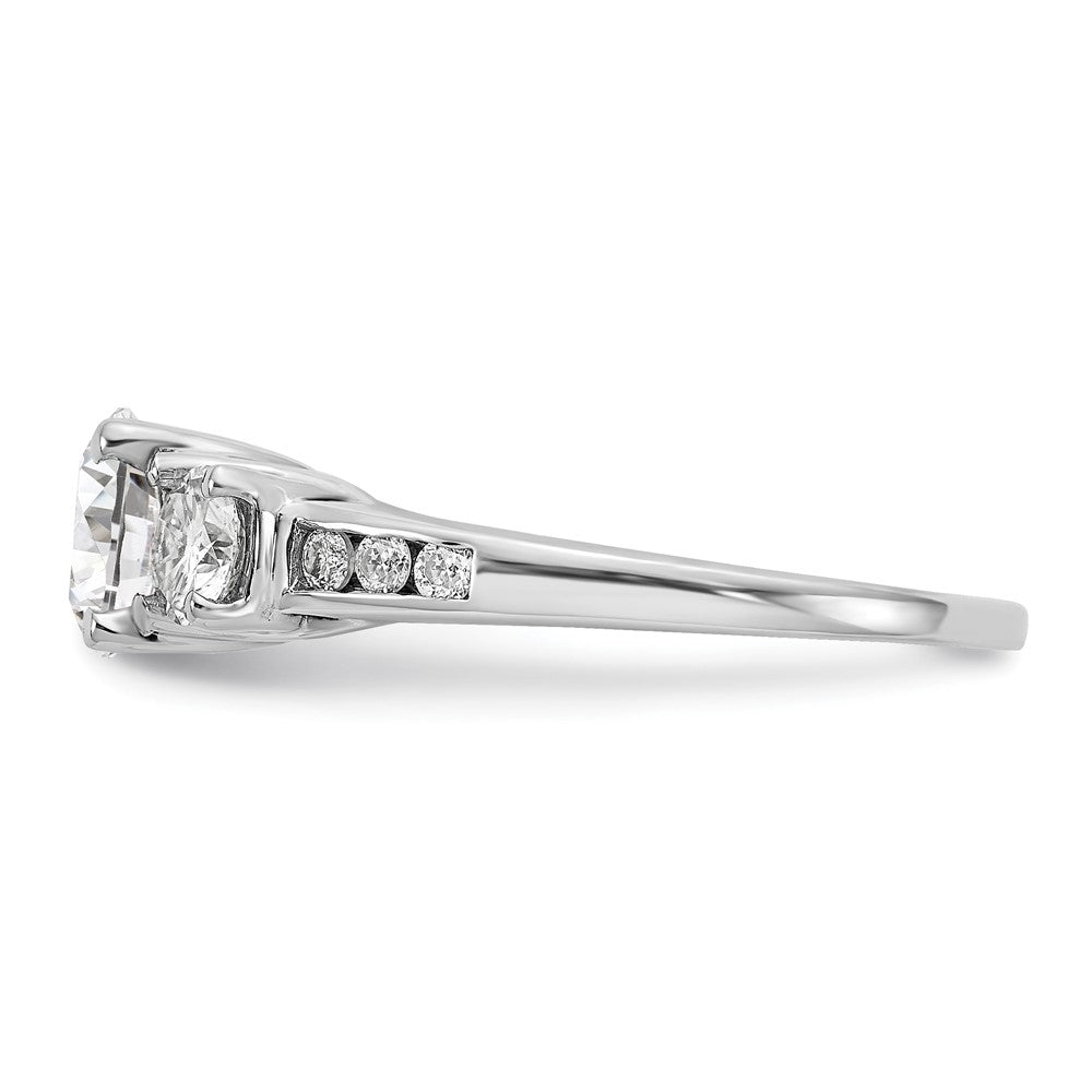 FJC Finejewelers 14 kt White Gold 1.50ct. Three Stone with Side G H I True Light Moissanite Engagement Ring