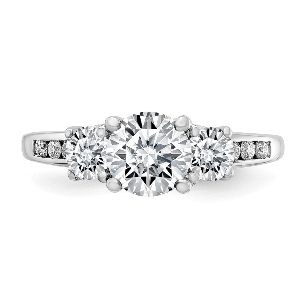 FJC Finejewelers 14 kt White Gold 1.50ct. Three Stone with Side G H I True Light Moissanite Engagement Ring