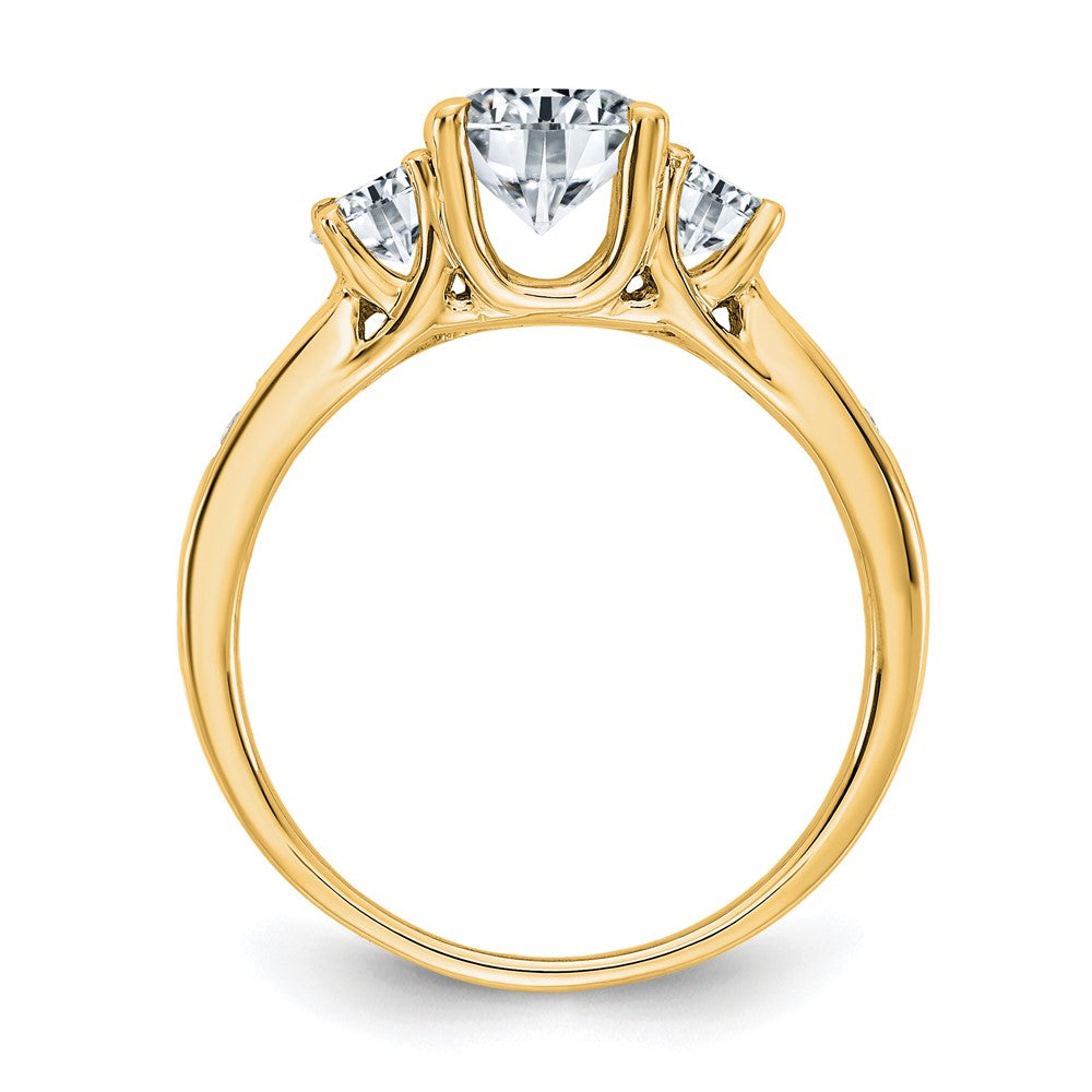 FJC Finejewelers 14 kt Yellow Gold 1.50ct. Three Stone with Sides D E F Pure Light Moissanite Engagement Ring