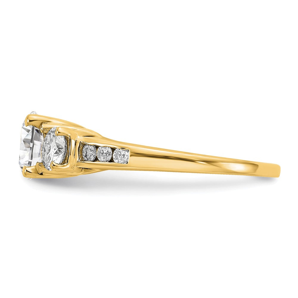 FJC Finejewelers 14 kt Yellow Gold 1.50ct. Three Stone with Sides D E F Pure Light Moissanite Engagement Ring