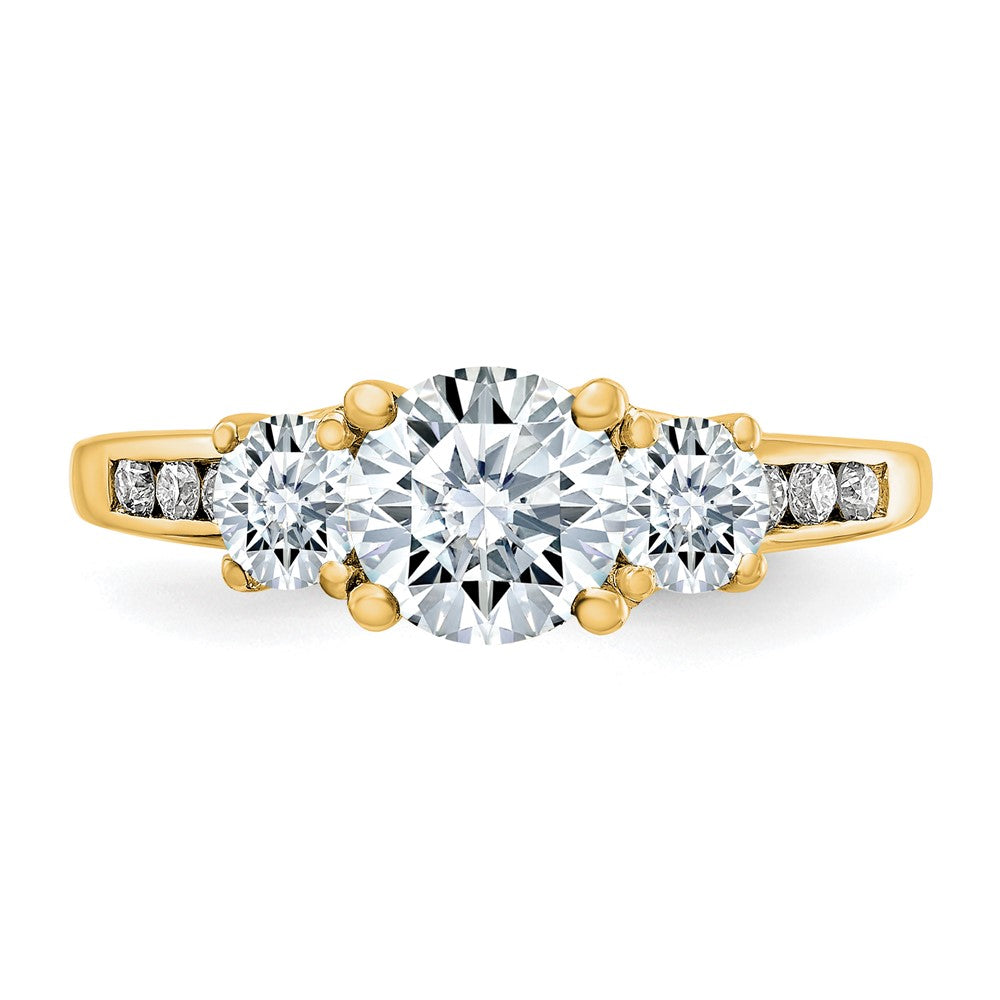 FJC Finejewelers 14 kt Yellow Gold 1.50ct. Three Stone with Sides D E F Pure Light Moissanite Engagement Ring