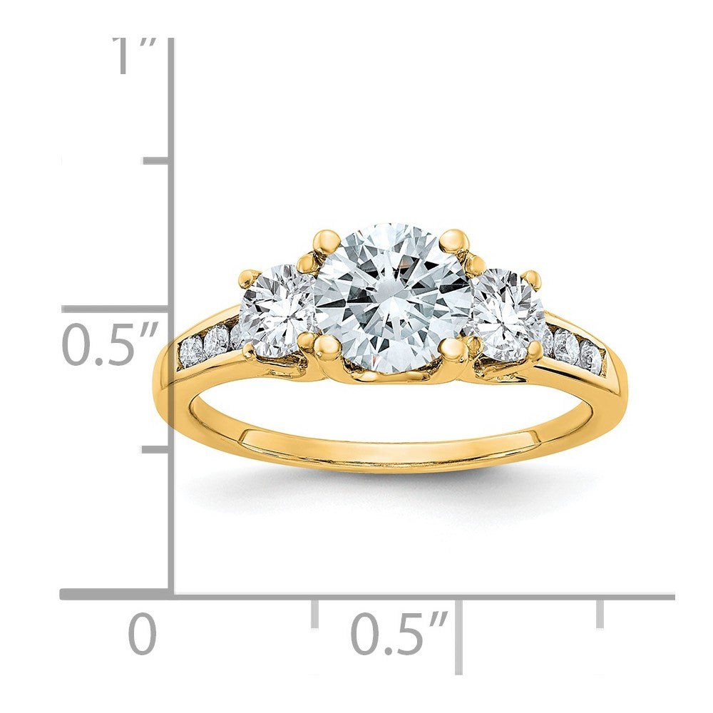 FJC Finejewelers 14 kt Yellow Gold 1.50ct. Three Stone with Sides D E F Pure Light Moissanite Engagement Ring