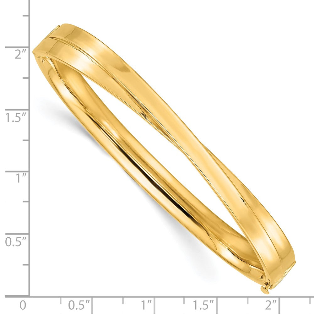 FJC Finejewelers 14 kt Yellow Gold Polished Bypass Hinged Bangle 7 Inches x 7.4 mm