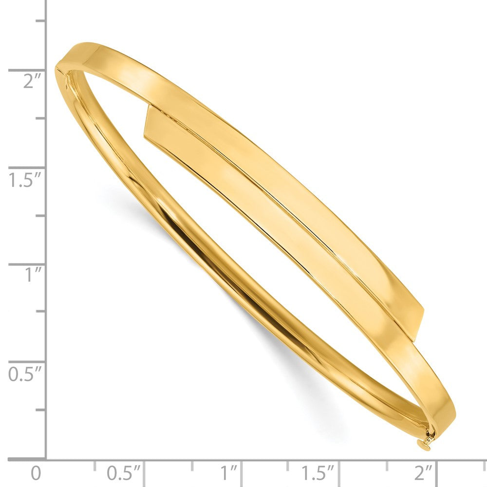 FJC Finejewelers 14 kt Yellow Gold 2/16 Polished Overlap Hinged Bangle 7 Inches x 7.4 mm