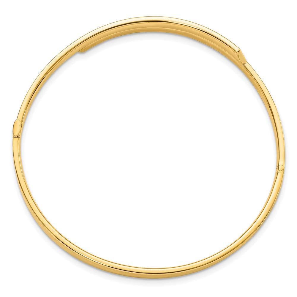FJC Finejewelers 14 kt Yellow Gold 2/16 Polished Overlap Hinged Bangle 7 Inches x 7.4 mm