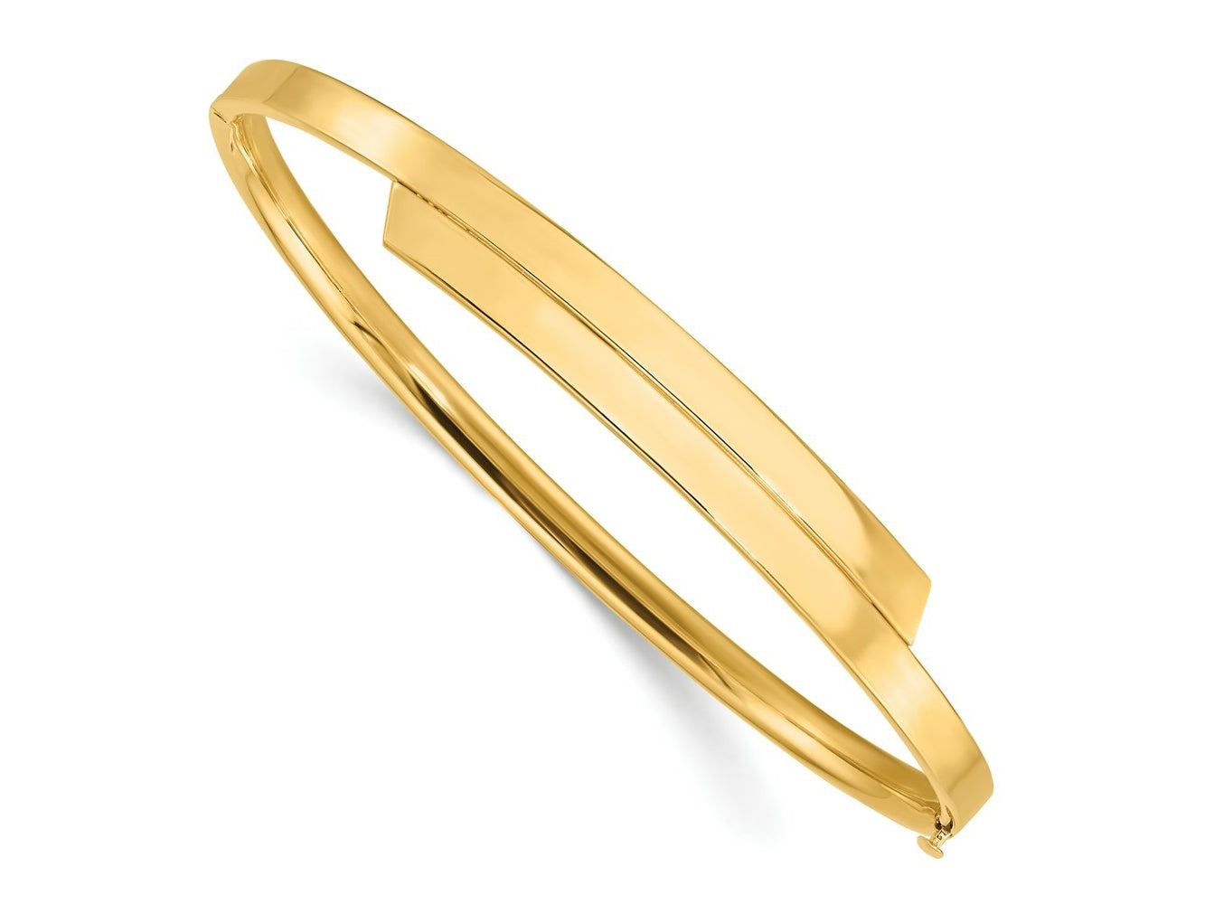 FJC Finejewelers 14 kt Yellow Gold 2/16 Polished Overlap Hinged Bangle 7 Inches x 7.4 mm