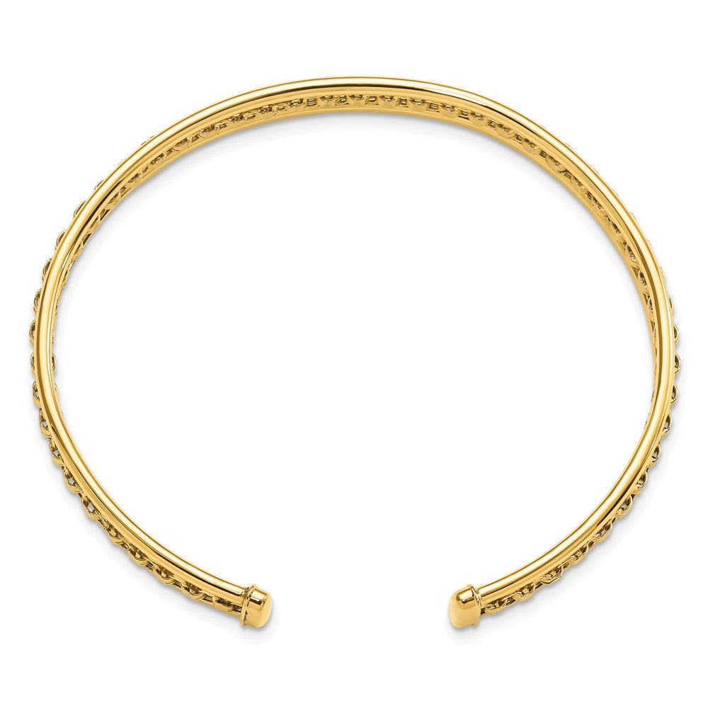 FJC Finejewelers 14 kt Yellow Gold Polished and Textured Cuff Bangle 7.25 Inches x 6.8 mm