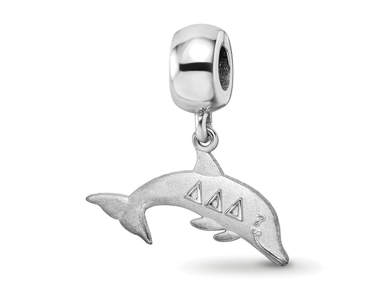 LogoArt 925 Sterling Silver Rhodium Plated Delta Delta Delta Dolphin on Bead
