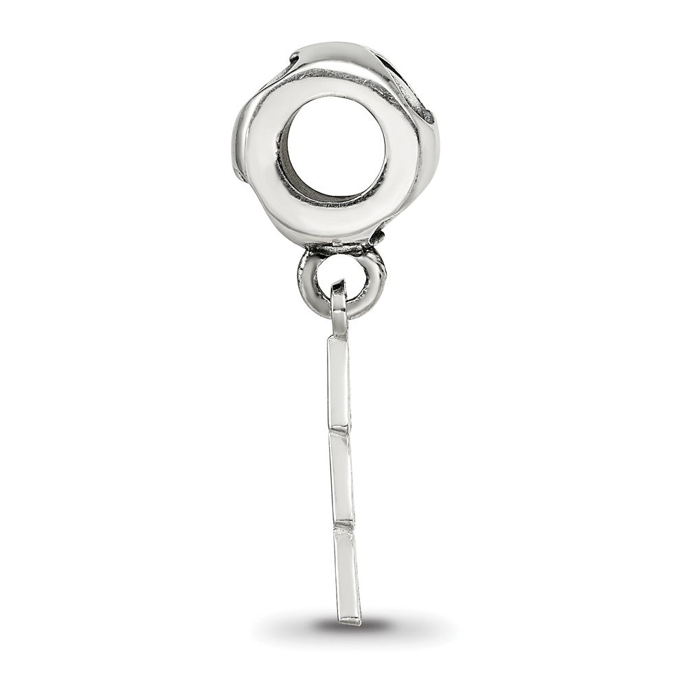 LogoArt 925 Sterling Silver Rhodium Plated  Delta Delta Delta Vertical Letters Heart Bead