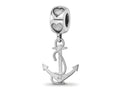 LogoArt 925 Sterling Silver Rhodium Plated Delta Gamma Anchor on Heart Bead