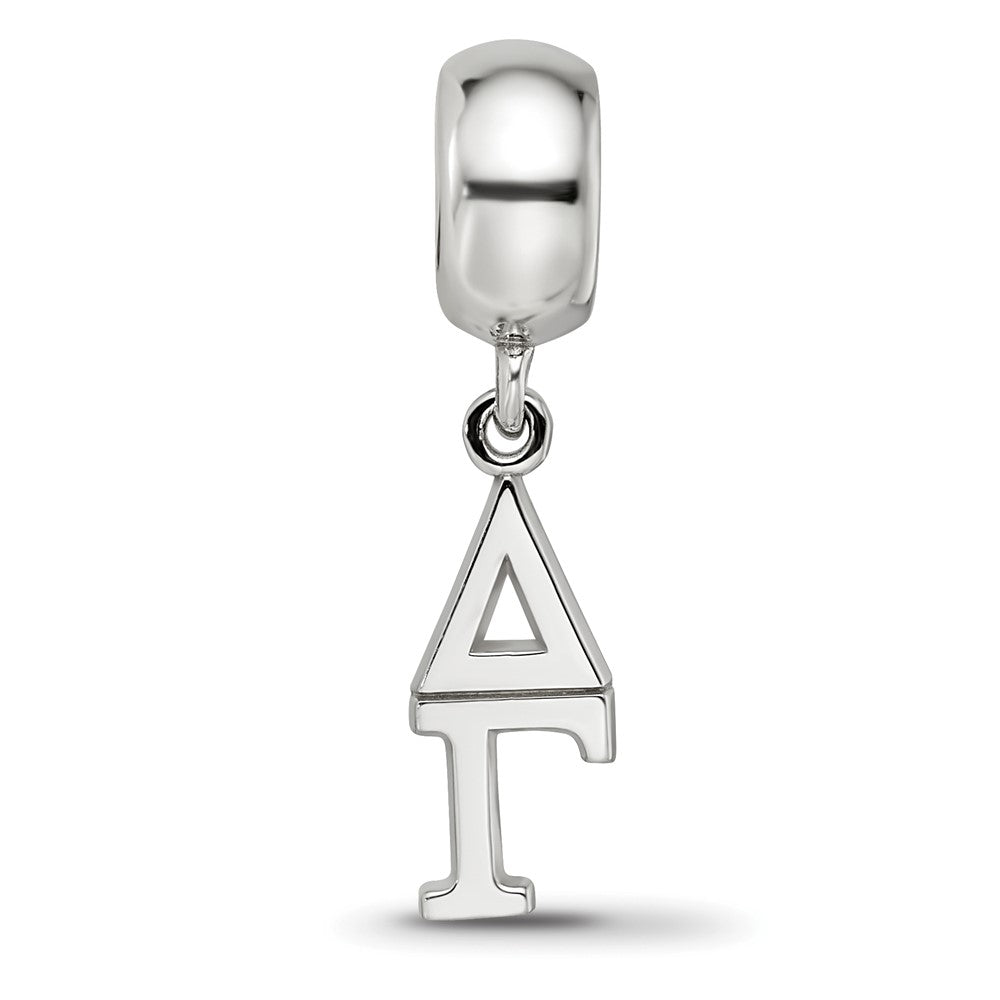 LogoArt 925 Sterling Silver Rhodium Plated Delta Gamma Vertical Letters on Bead