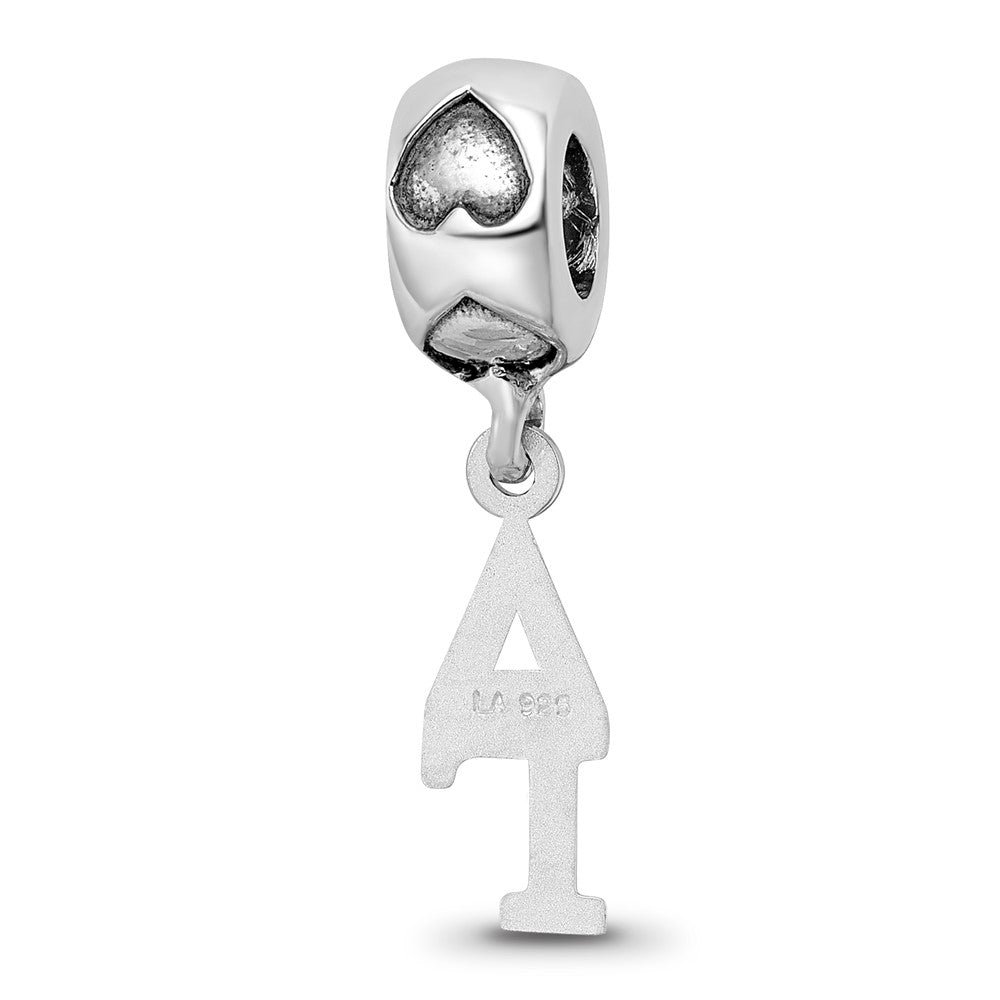 LogoArt 925 Sterling Silver Rhodium Plated Delta Gamma Vertical Letter on Heart