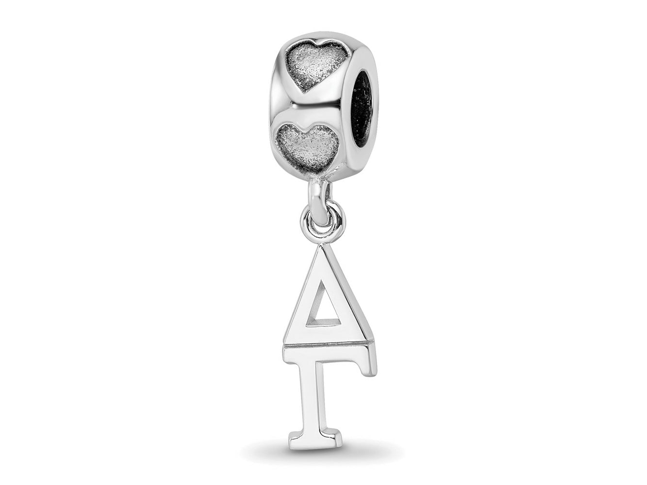 LogoArt 925 Sterling Silver Rhodium Plated Delta Gamma Vertical Letter on Heart