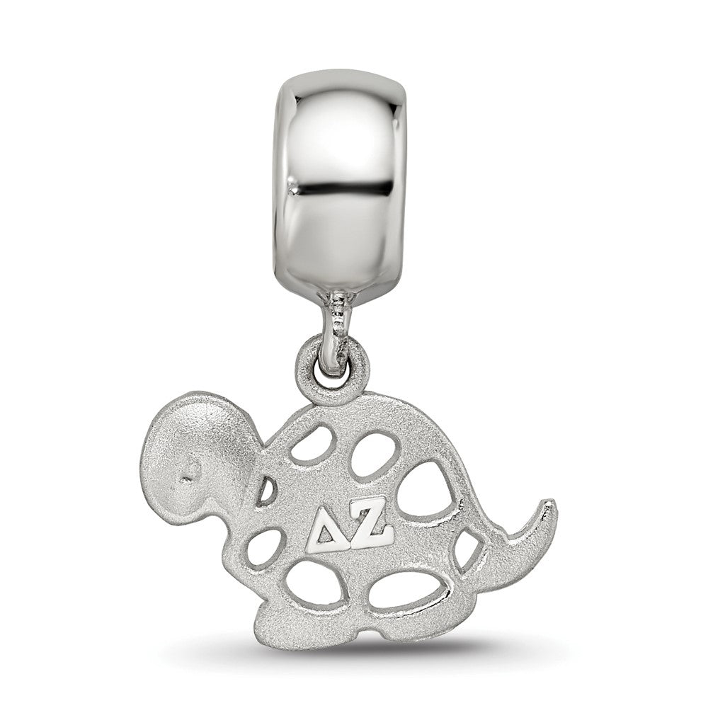 LogoArt 925 Sterling Silver Rhodium Plated Delta Zeta Turtle on Bead