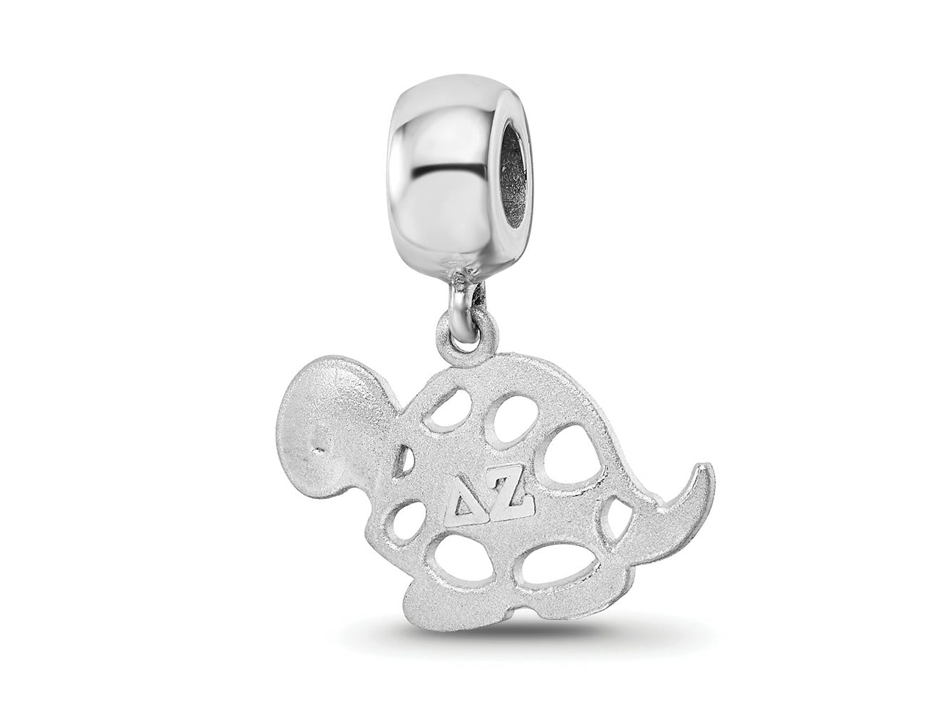 LogoArt 925 Sterling Silver Rhodium Plated Delta Zeta Turtle on Bead