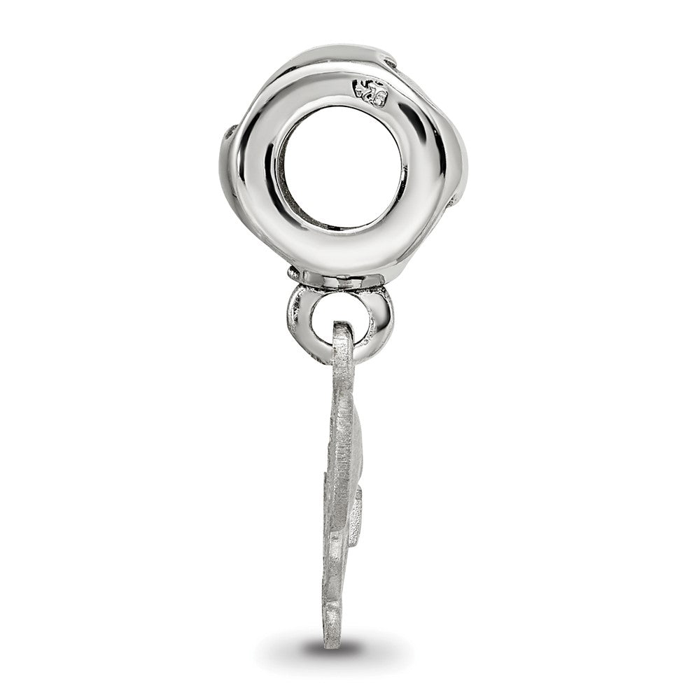LogoArt 925 Sterling Silver Rhodium Plated Delta Zeta Turtle on Heart Bead