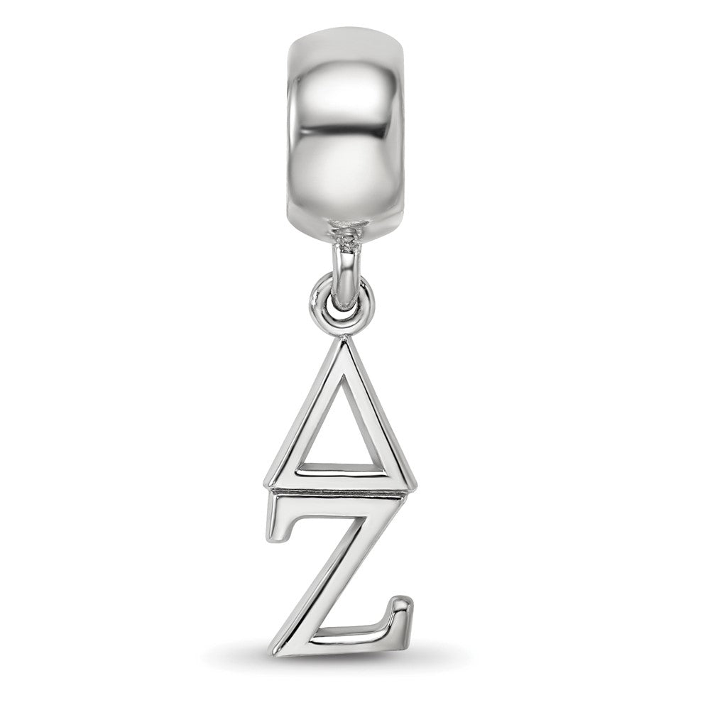 LogoArt 925 Sterling Silver Rhodium Plated Delta Zeta Vertical Letters Bead