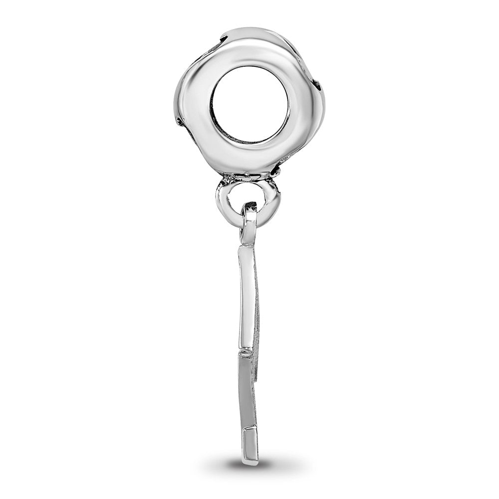 LogoArt 925 Sterling Silver Rhodium Plated Delta Zeta Vertical Letters on Heart Bead