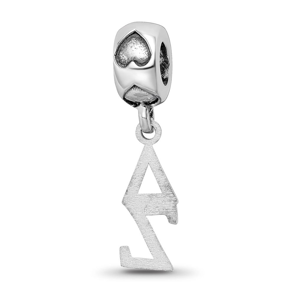 LogoArt 925 Sterling Silver Rhodium Plated Delta Zeta Vertical Letters on Heart Bead
