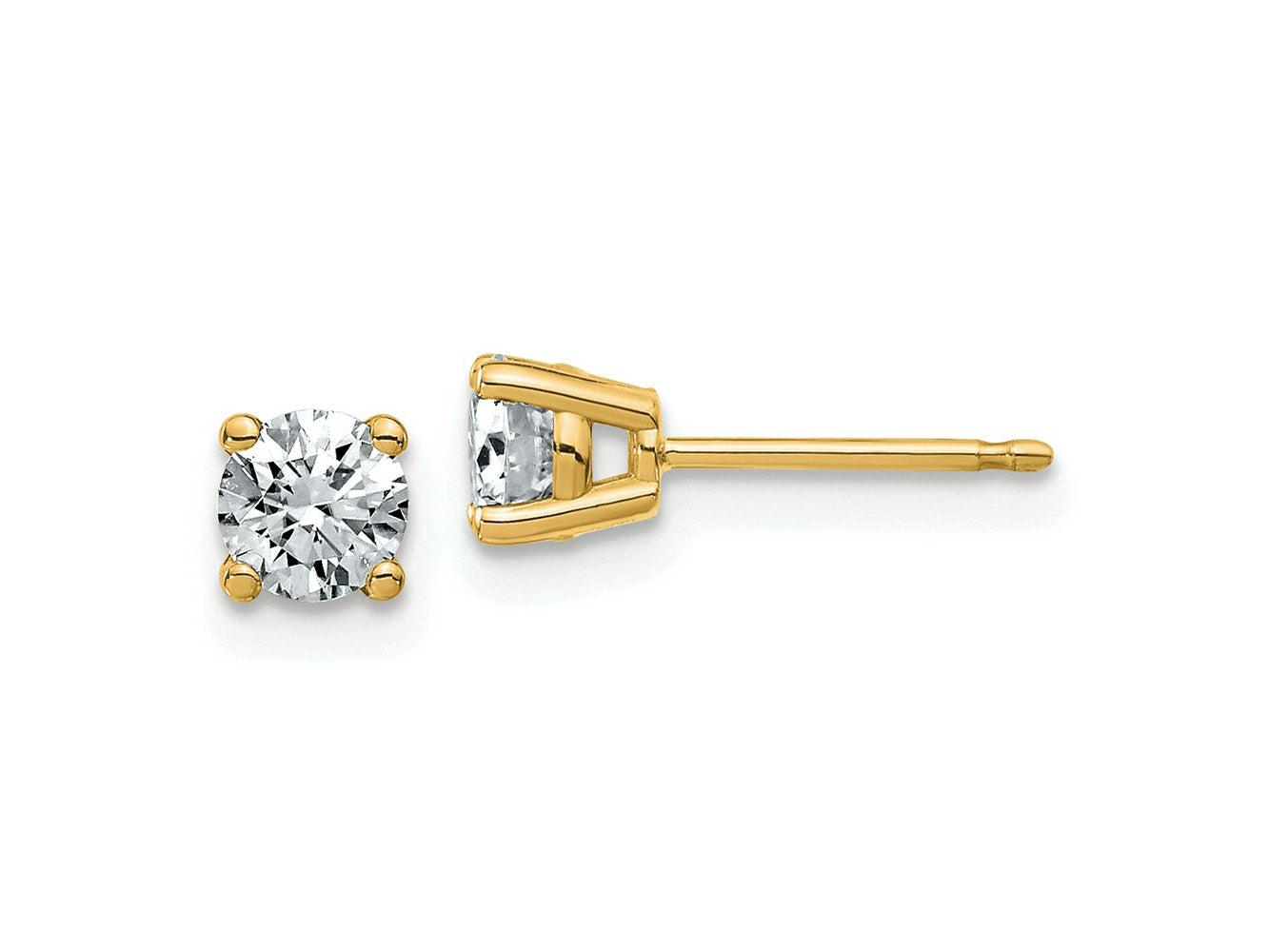 FJC Finejewelers 14 kt Yellow Gold 5/8 CTS Lab Grown Diamonds VS+ F+ Round Stud Earrings 4.5 x 4.5 mm
