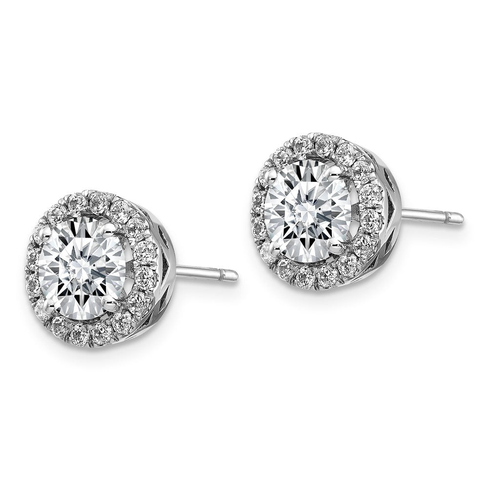 FJC Finejewelers 14 kt White Gold Round Halo G H I True Light Moissanite Earrings 10 x 10 mm