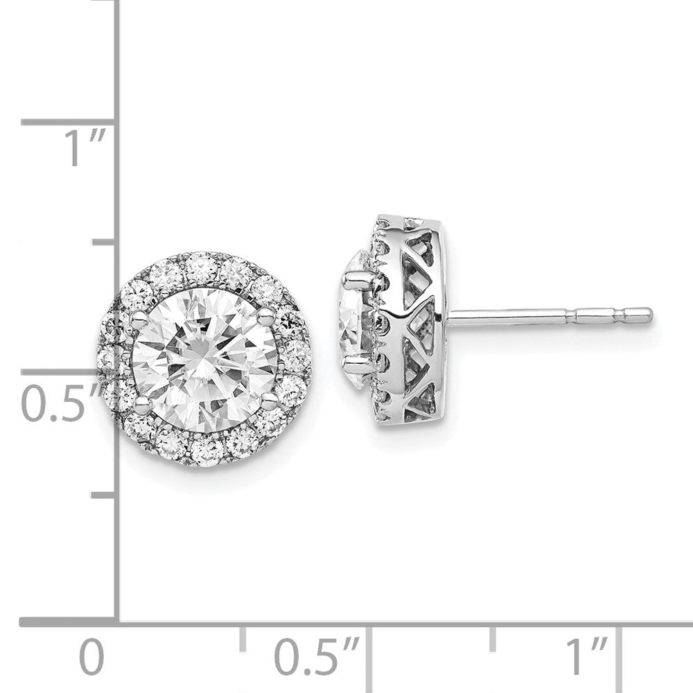 FJC Finejewelers 14 kt White Gold Button Round Halo G H I True Light Moissanite Earrings 11 x 11 mm