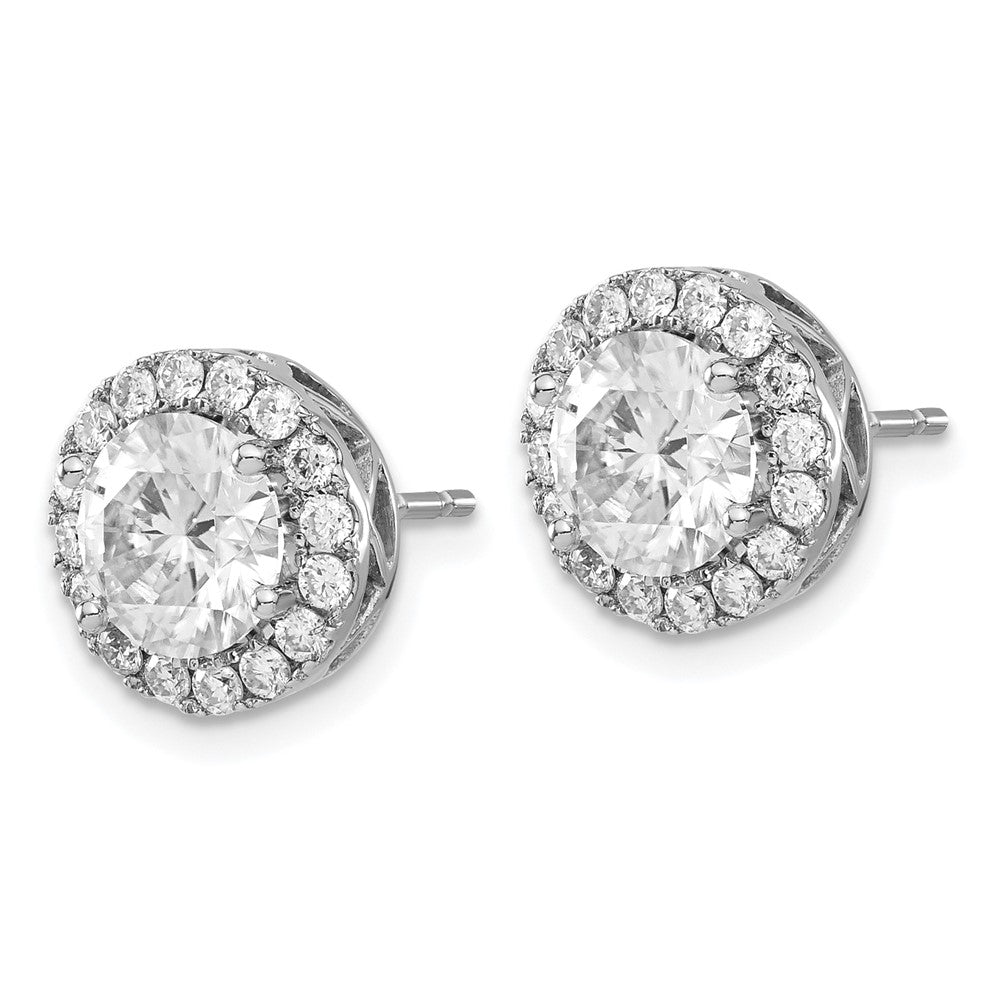 FJC Finejewelers 14 kt White Gold Button Round Halo G H I True Light Moissanite Earrings 11 x 11 mm