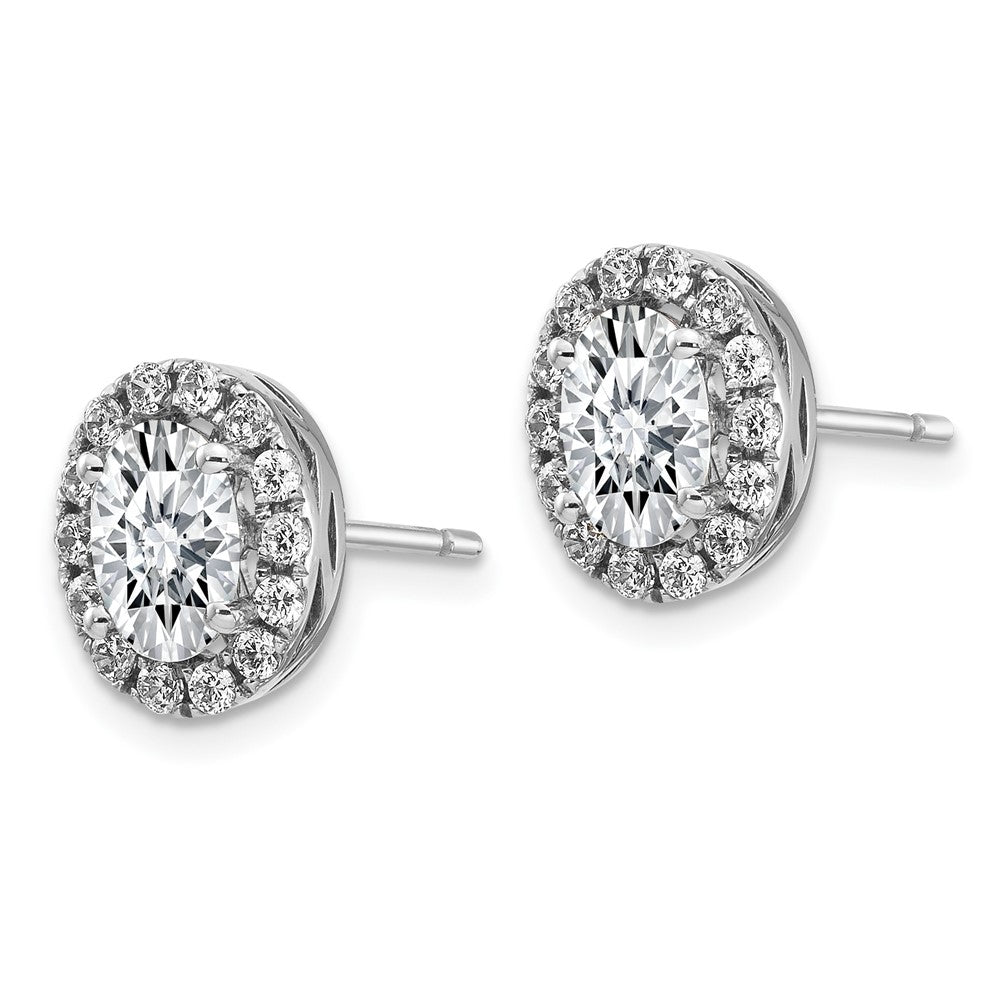 FJC Finejewelers 14 kt White Gold Button Oval Halo G H I True Light Moissanite Earrings 10 x 8 mm