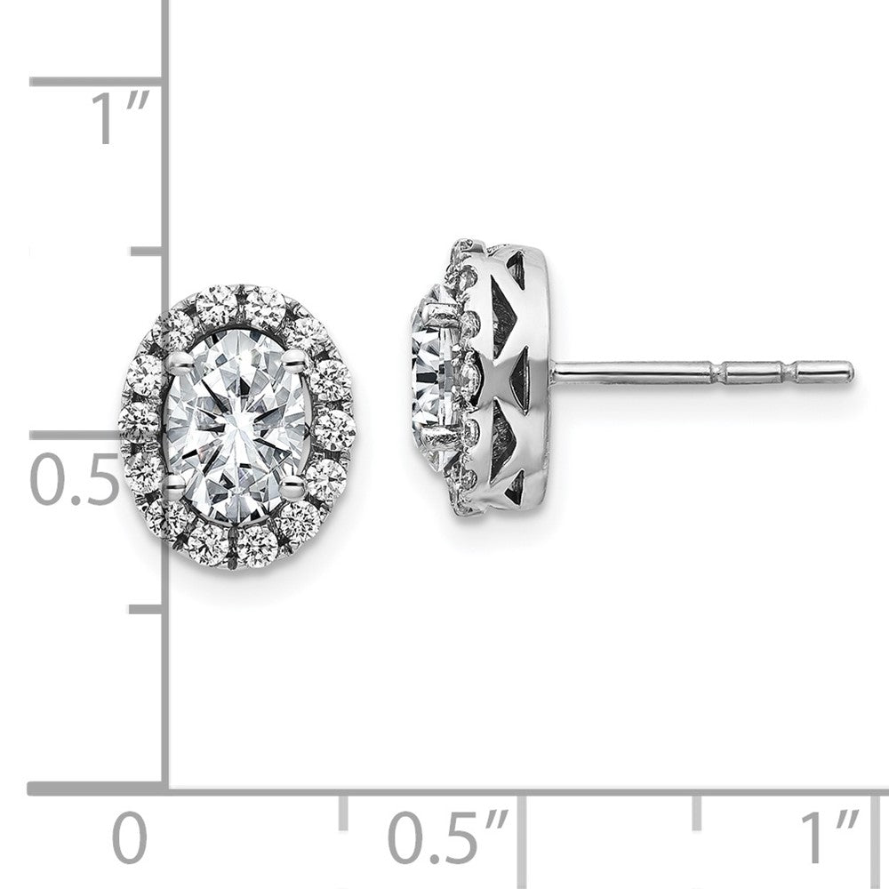 FJC Finejewelers 14 kt White Gold Button Oval Halo G H I True Light Moissanite Earrings 10 x 8 mm