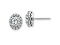 FJC Finejewelers 14 kt White Gold Button Oval Halo G H I True Light Moissanite Earrings 10 x 8 mm
