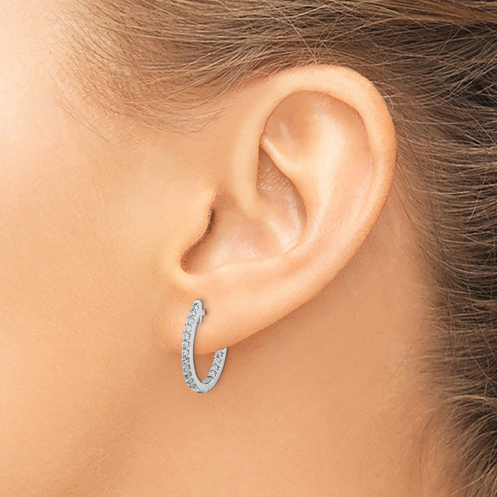 FJC Finejewelers 14 kt White Gold Lab Grown Diamonds In Out Hinged Hoop Earrings