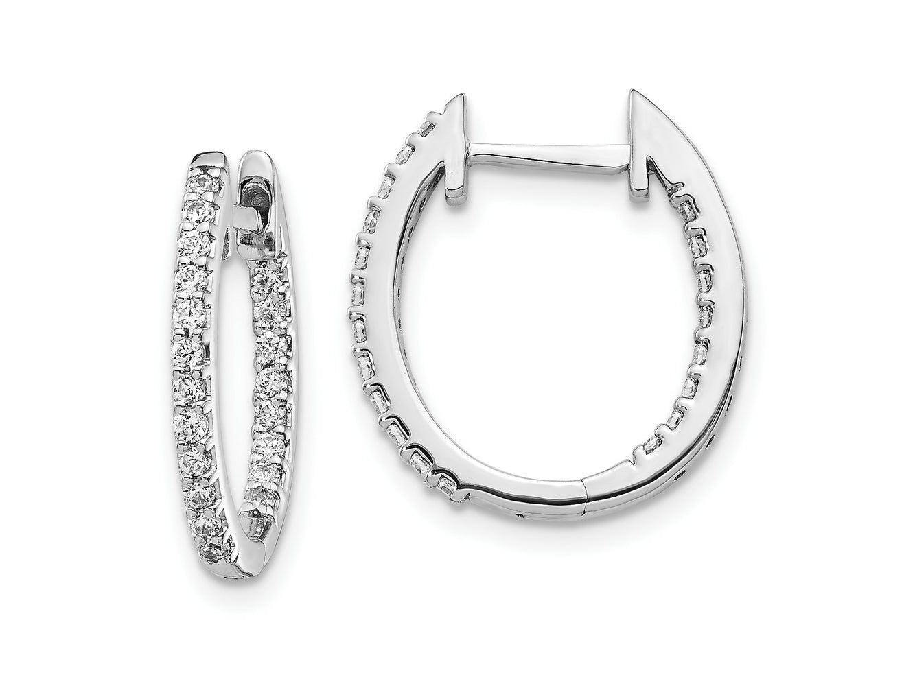 FJC Finejewelers 14 kt White Gold Lab Grown Diamonds In Out Hinged Hoop Earrings