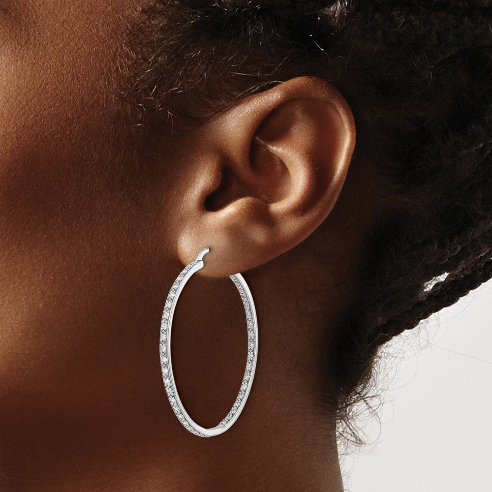 FJC Finejewelers 14 kt White Gold Lab Grown Diamonds In/Out Hoop Earrings