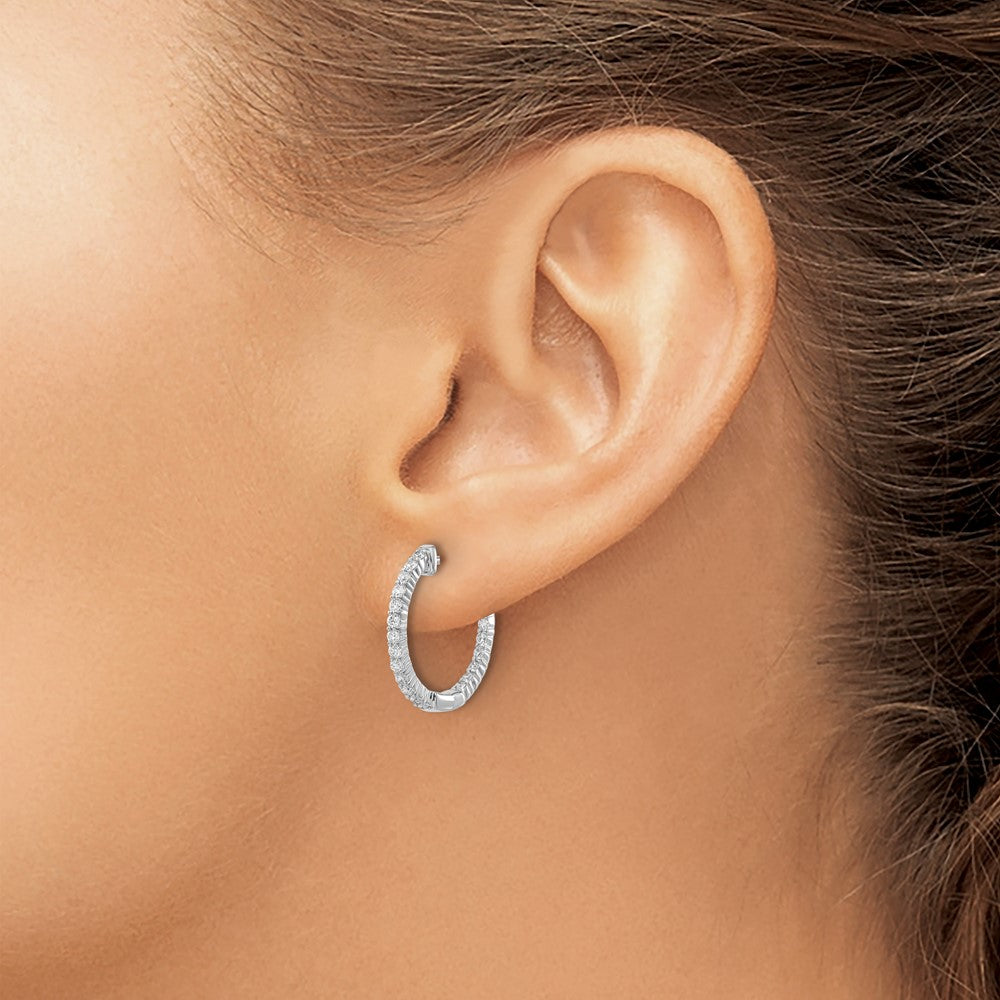 FJC Finejewelers 14 kt White Gold Lab Grown Diamonds In and Out Hinged Hoop Earring
